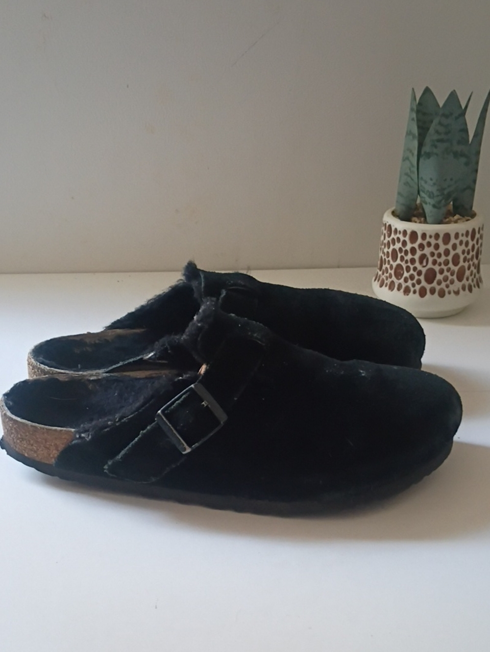 Birkenstock Boston Shearling clogs in black suede 41 US Women's 10 - 10.5 M8
